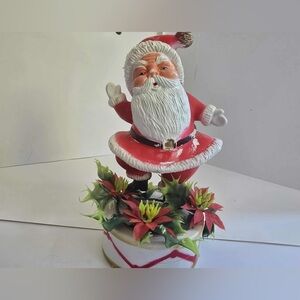 Vintage 1972 Florabelle Blow Mold Plastic Dancing Santa Table Accent Christmas
